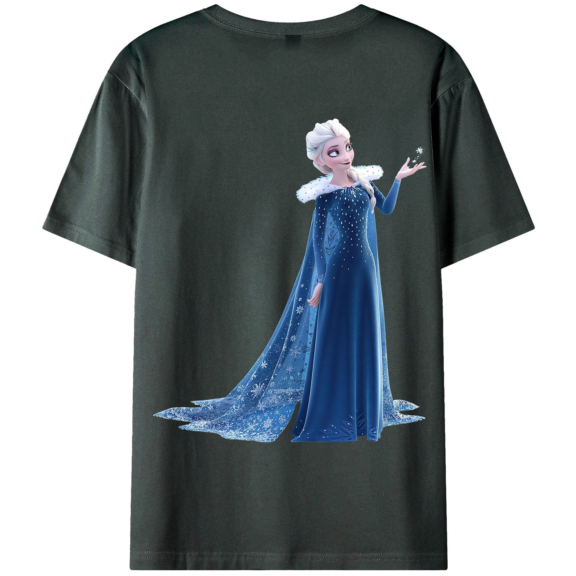 （画像用） アナと雪の女王 アンナ エルサ Frozen Anna Elsa 綿100％ メンズ半袖Tシャツ（バックプリント） 通気性